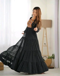Antique Fashion 1 PURE SOFT FOX GEORGETTE LAHERIYA PRINT FABRIC FULLY FLAIR ANARKALI FULLY STTICHED GOWN READY TO WEAR - xl, colour 2