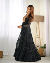 Antique Fashion 1 PURE SOFT FOX GEORGETTE LAHERIYA PRINT FABRIC FULLY FLAIR ANARKALI FULLY STTICHED GOWN READY TO WEAR - xl, colour 2