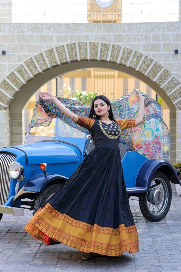 Antique Fashion 1 Gown Dupatta  - colour 3, S