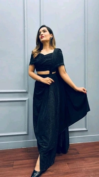 Antique Fashion 1 READY TO WEAR PREDRAPPED REAY TO WEAR SAREE WITH FULL STTICHED BLOUSE JIMMY CHOO FABRIC - l