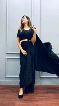Antique Fashion 1 READY TO WEAR PREDRAPPED REAY TO WEAR SAREE WITH FULL STTICHED BLOUSE JIMMY CHOO FABRIC - l