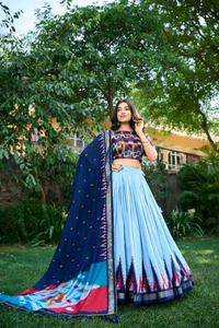 Antique Fashion 1 The lightweight yet luxurious Tussar silk fabric ensures comfort and elegance making this lehenga choli a must-have for every fashion connoisseur  - colour 2