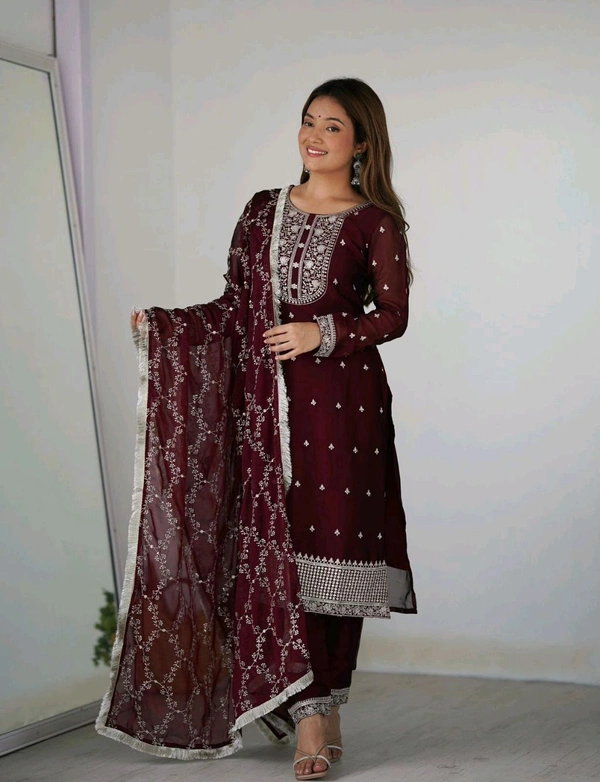 Antique Fashion 1 REGISTERED TM PATENTED BY OWNER PRESENTING NEW UPCOMING FESTIVAL SEASON BEAUTIFUL PURE BLOOMING RANGOLI SILK FABRIC STRAIGHT FIT KURTA WITH DUPPTA SET TROUSERS READY TO WEAR - 2XL