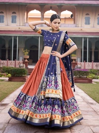 Antique Fashion 1 Step into the spotlight with confidence in our Tussar silk printed lehenga choli  crafted to perfection for every occasion  - colour 1