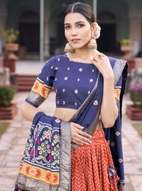Antique Fashion 1 Step into the spotlight with confidence in our Tussar silk printed lehenga choli  crafted to perfection for every occasion  - colour 1