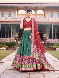 Antique Fashion 1 Step into the spotlight with confidence in our Tussar silk printed lehenga choli  crafted to perfection for every occasion  - colour 3