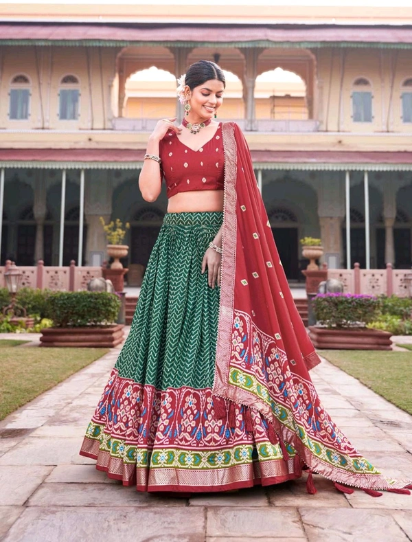 Antique Fashion 1 Step into the spotlight with confidence in our Tussar silk printed lehenga choli  crafted to perfection for every occasion  - colour 3
