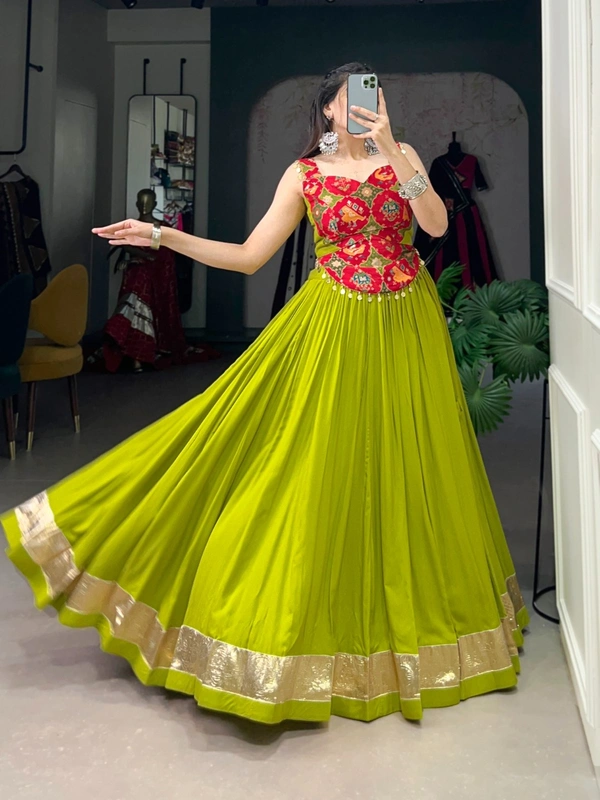 Antique Fashion 1 Occasion Vibes in Rayon & Silk Fusion - parrot green