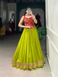 Antique Fashion 1 Occasion Vibes in Rayon & Silk Fusion - parrot green