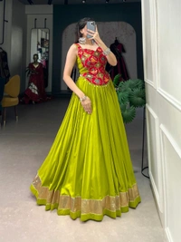 Antique Fashion 1 Occasion Vibes in Rayon & Silk Fusion - parrot green