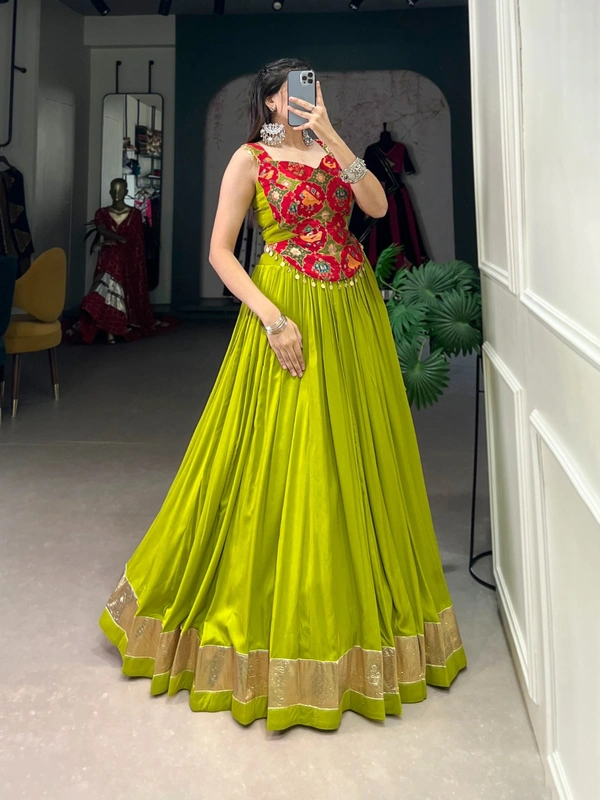 Antique Fashion 1 Occasion Vibes in Rayon & Silk Fusion - parrot green