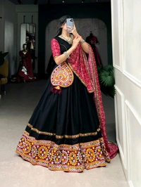 Antique Fashion 1 Wear something unique this Navaratri  beautiful colour combination with touch of Gamthi Work makes it look outstanding