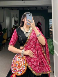 Antique Fashion 1 Wear something unique this Navaratri  beautiful colour combination with touch of Gamthi Work makes it look outstanding