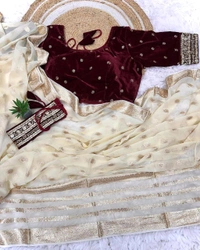 Antique Fashion 1 Sareeeee Love  - off white