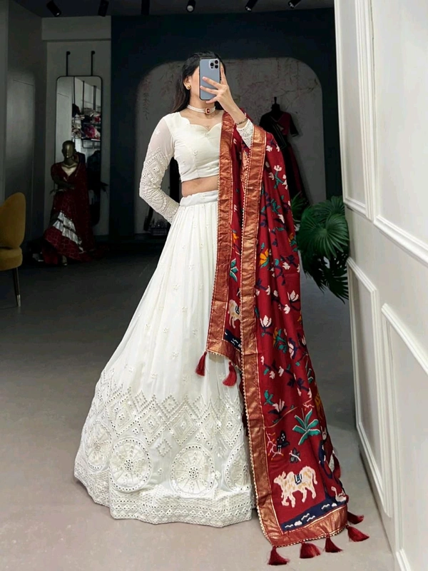 Antique Fashion 1 Experience timeless elegance with this beautiful lucknowi paper mirror work lehenga  - Designe 3