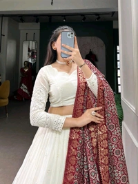 Antique Fashion 1 Experience timeless elegance with this beautiful lucknowi paper mirror work lehenga  - Designe 4