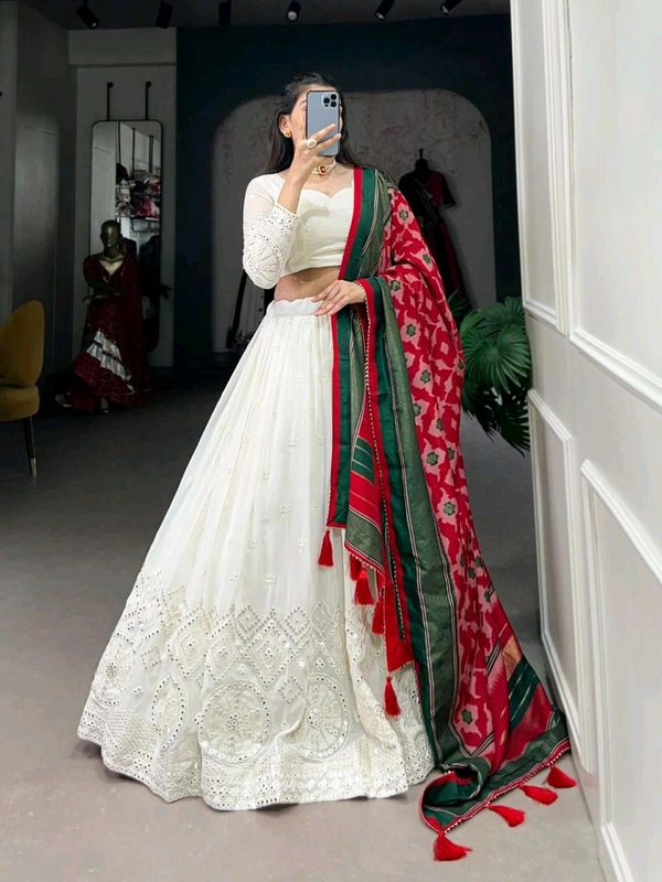 Antique Fashion 1 Experience timeless elegance with this beautiful lucknowi paper mirror work lehenga  - Designe 5