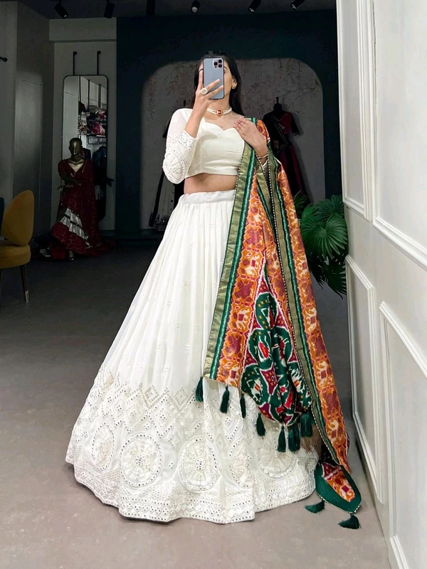 Antique Fashion 1 Experience timeless elegance with this beautiful lucknowi paper mirror work lehenga  - Designe 9