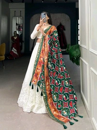 Antique Fashion 1 Experience timeless elegance with this beautiful lucknowi paper mirror work lehenga  - Designe 9