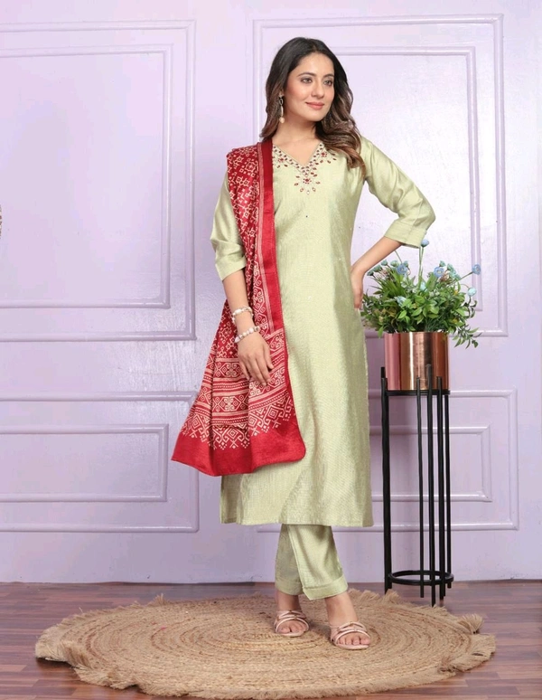 Antique Fashion 1 Kurti Pant Dupatta Set Collection  - L, colour 1