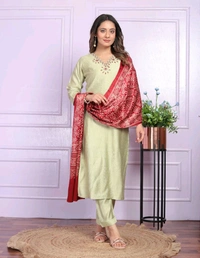 Antique Fashion 1 Kurti Pant Dupatta Set Collection  - L, colour 1