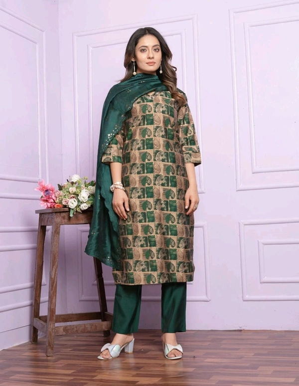 Antique Fashion 1 Kurti Pant Dupatta Set  - M