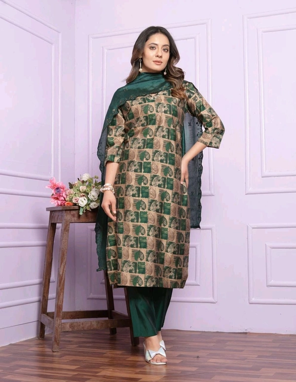Antique Fashion 1 Kurti Pant Dupatta Set  - M
