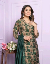 Antique Fashion 1 Kurti Pant Dupatta Set  - M