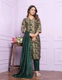 Antique Fashion 1 Kurti Pant Dupatta Set  - M