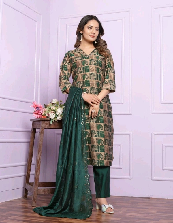 Antique Fashion 1 Kurti Pant Dupatta Set  - M