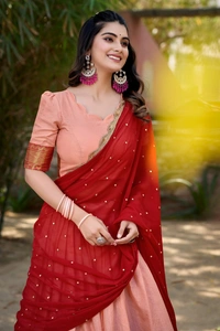 Antique Fashion 1 Capture Attention with Our Stunning Cotton Silk Lehenga Featuring Detailed Thread Embroidery and a Beautifully Drape Georgette Dupatta  - colour 3