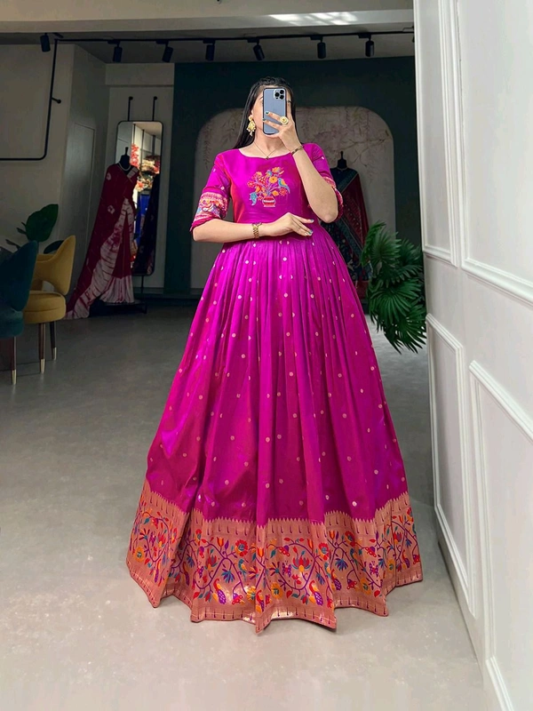 Antique Fashion 1 Woven with threads of tradition and dreams  the Jacquard silk Paithani dress embodies timeless elegance  - colour 1