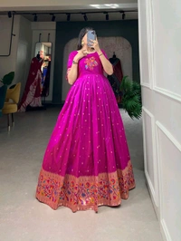 Antique Fashion 1 Woven with threads of tradition and dreams  the Jacquard silk Paithani dress embodies timeless elegance  - colour 1
