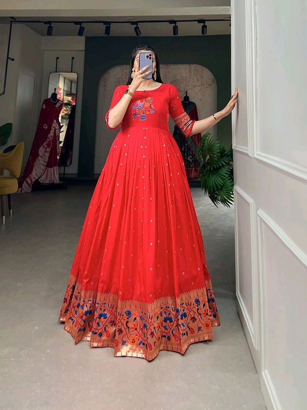 Antique Fashion 1 Woven with threads of tradition and dreams  the Jacquard silk Paithani dress embodies timeless elegance  - colour 2
