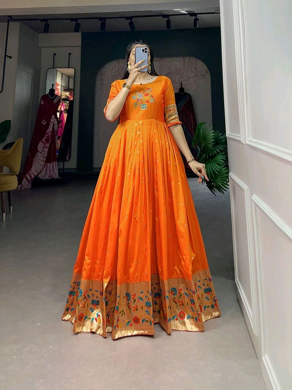 Antique Fashion 1 Woven with threads of tradition and dreams  the Jacquard silk Paithani dress embodies timeless elegance  - colour 3