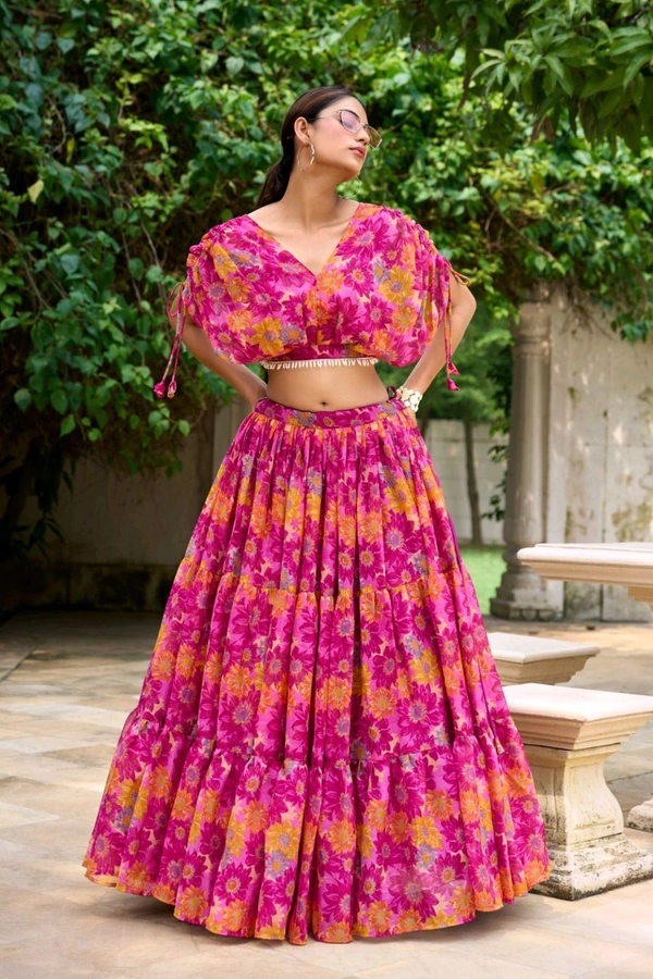 Antique Fashion 1 The chiffon floral print co ord set was the epitome of effortless elegance making her feel confident and beautiful  - colour 1