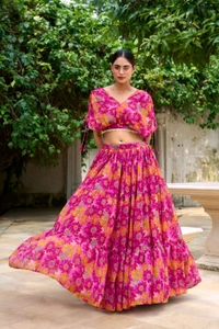 Antique Fashion 1 The chiffon floral print co ord set was the epitome of effortless elegance making her feel confident and beautiful  - colour 1