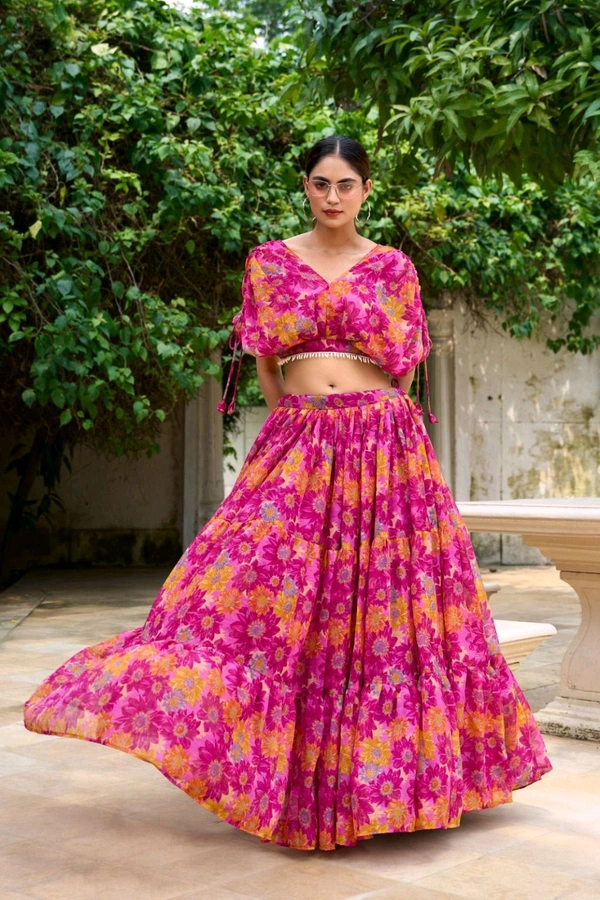 Antique Fashion 1 The chiffon floral print co ord set was the epitome of effortless elegance making her feel confident and beautiful  - colour 1