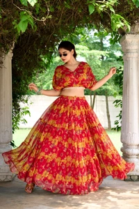 Antique Fashion 1 The chiffon floral print co ord set was the epitome of effortless elegance making her feel confident and beautiful  - colour 2