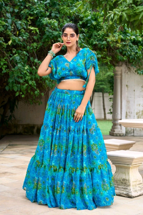 Antique Fashion 1 The chiffon floral print co ord set was the epitome of effortless elegance making her feel confident and beautiful  - colour 4