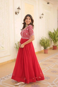 Antique Fashion 1 Designer Gown is luxury clothing Considered to be high quality Made by Zari Thread  Sequins Embroidery This is Made for Desirable Women's who deserve it - colour 1, M
