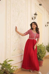 Antique Fashion 1 Designer Gown is luxury clothing Considered to be high quality Made by Zari Thread  Sequins Embroidery This is Made for Desirable Women's who deserve it - colour 1, XL