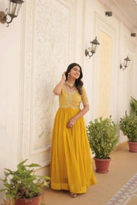 Antique Fashion 1 Designer Gown is luxury clothing Considered to be high quality Made by Zari Thread  Sequins Embroidery This is Made for Desirable Women's who deserve it - colour 2, L