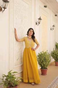 Antique Fashion 1 Designer Gown is luxury clothing Considered to be high quality Made by Zari Thread  Sequins Embroidery This is Made for Desirable Women's who deserve it - colour 2, XL