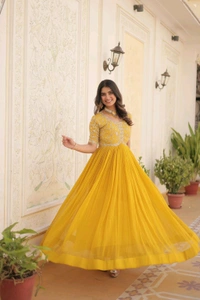 Antique Fashion 1 Designer Gown is luxury clothing Considered to be high quality Made by Zari Thread  Sequins Embroidery This is Made for Desirable Women's who deserve it - colour 2, XXL