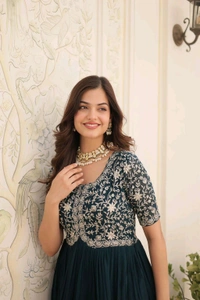 Antique Fashion 1 Designer Gown is luxury clothing Considered to be high quality Made by Zari Thread  Sequins Embroidery This is Made for Desirable Women's who deserve it - colour 3, M