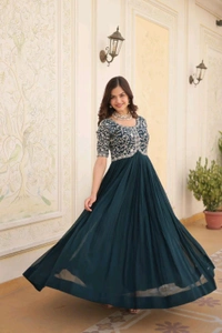 Antique Fashion 1 Designer Gown is luxury clothing Considered to be high quality Made by Zari Thread  Sequins Embroidery This is Made for Desirable Women's who deserve it - colour 3, XL