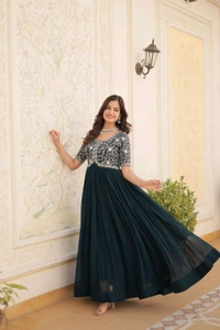 Antique Fashion 1 Designer Gown is luxury clothing Considered to be high quality Made by Zari Thread  Sequins Embroidery This is Made for Desirable Women's who deserve it - colour 3, XL