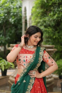 Antique Fashion 1 Experience the allure of Trending Cosmos Jequard Lehenga Choli With Russian silk Embroidered Dupatta. Discover the perfect fusion of elegance and grace shop now for a timeless appearance - colour 1