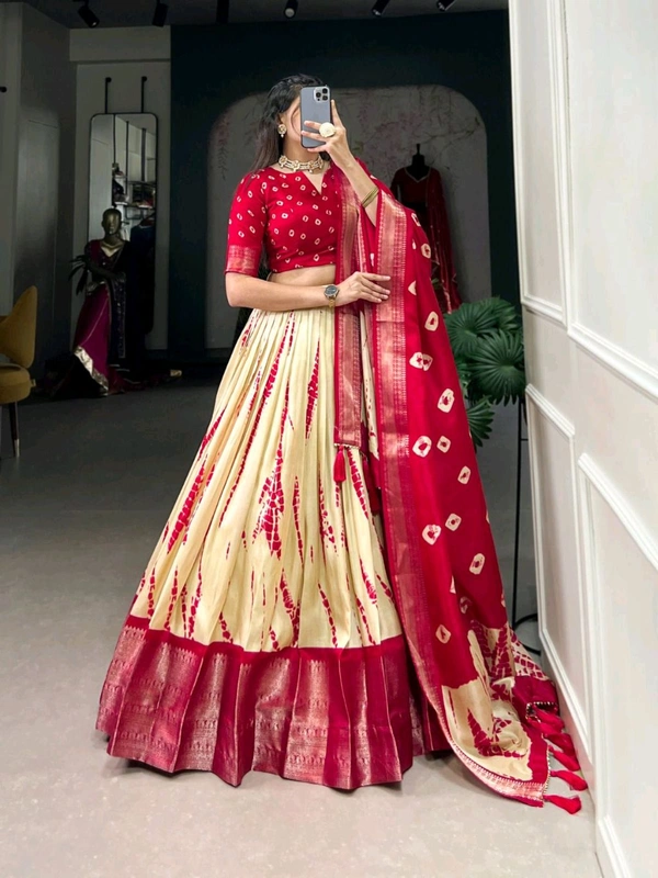 Antique Fashion 1 Elegance in every fold Shibori print Dola Silk lehenga - colour 1
